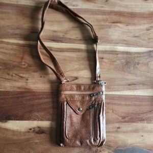 Mini shoulder faux leather Bag with Multiple pockets,brown crossbody bag